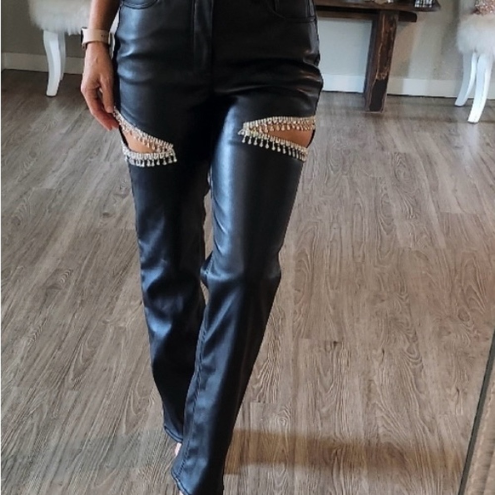 Good American Black Leather Pants